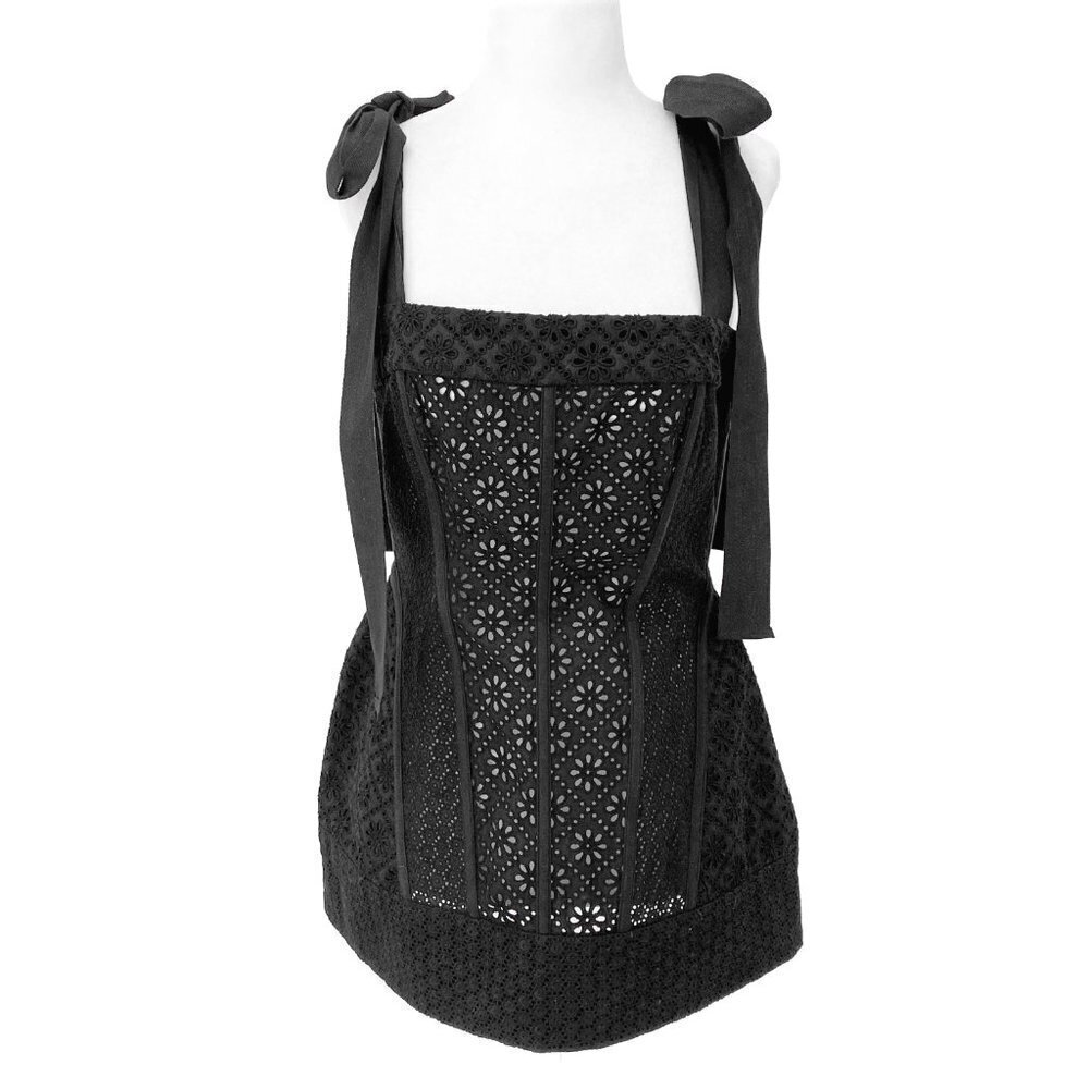Philosophy Di Lorenzo Serafini Mini Dress Corset‎ Boning Eyelet Shoulder Tie